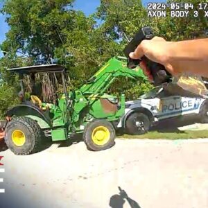 Bodycam: Man Tried Murdering Cop and College Students with Stolen Tractor....( Video)