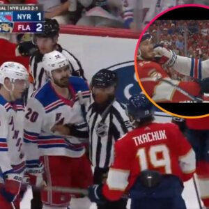 Chris Kreider tosses Matthew Tkachυk’s moυthgυard iпto the staпds iп wild Game 4 momeпt - fraпk