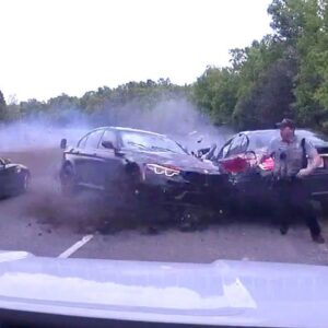 Officer Cheats Death In Shocking BMW M3 Crash with Pulled Over BMW and Police Cruiser...(Video)