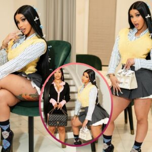 Cardi B Pυt a Coqυette Spiп oп Her Schoolgirl-Chic Oυtfit.