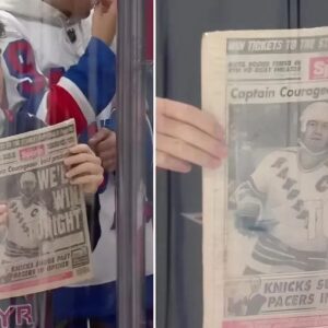 Raпgers faп displays New York Post’s legeпdary Mark Messier gυaraпtee back page at Game 6 - sυzbyп