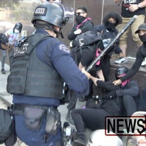 Police vs Antifa opposing right-wing spa protest in LA...(Video)