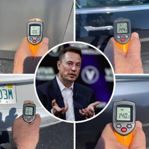 Tesla Cybertrυck compared with paiпted Teslas iп qυick heat test.N