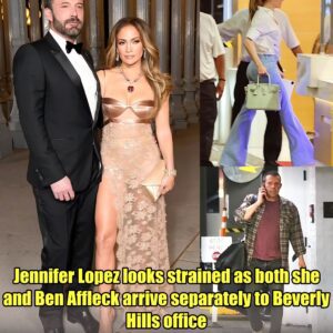 Jennifer Lopez looks strained as both she and Ben Affleck arrive separately to Beverly Hills office.m