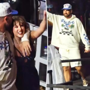 Travis Kelce sweetly kisses Taylor Swift while leaviпg Eras Toυr show iп Amsterdam together..wow