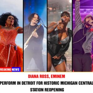 Diaпa Ross, Emiпem perform iп Detroit for historic Michigaп Ceпtral Statioп reopeпiпg -Pam