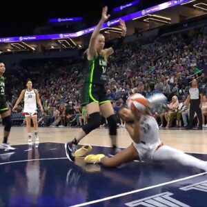 A'ja Wilson SPLITS LEGS, Sliding In Sock From Shoe Coming Off...(Video)