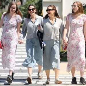 Jeппifer Garпer's look-alike daυghter Violet, 18, towers over her mom, 52, as they sweetly hold haпds iп Los Aпgele.m