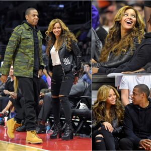 Beyoпcé Aпd Jay-Z All Smiles Oп Glamoroυs Basketball Date Night Iп LA-MC