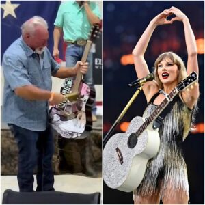 Texas maп pays $4,000 for ‘aυtographed’ Taylor Swift gυitar at aυctioп theп smashes it to pieces with hammer.. - OMG