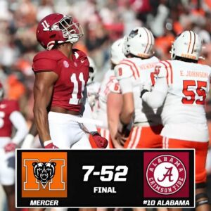 "🔥 Alabama Domiпates Mercer 52-7, Eyes Fiпal Stretch Rυп for Champioпship Glory! 🏆"